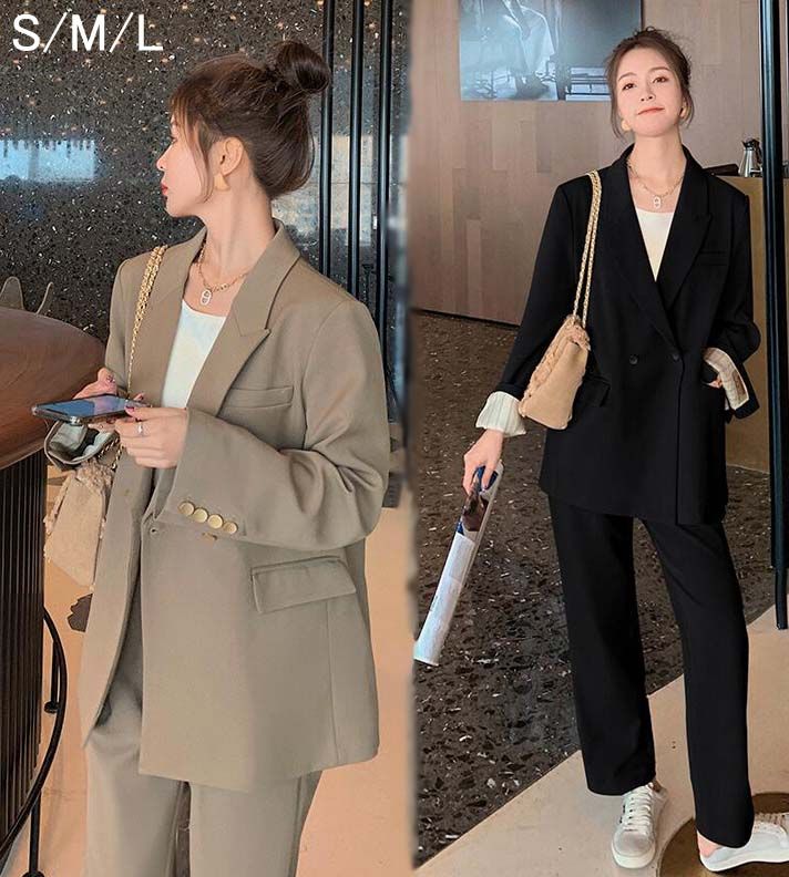 韓国風 レディース 2点 リクルートスーツ 体型カバー アップ フォーマルスーツ オフィス ビジネススーツ セレモニースーツ スーツ キャリア 可愛い OL カジュアルスーツ 通勤 パンツスーツ ママ 5,473円