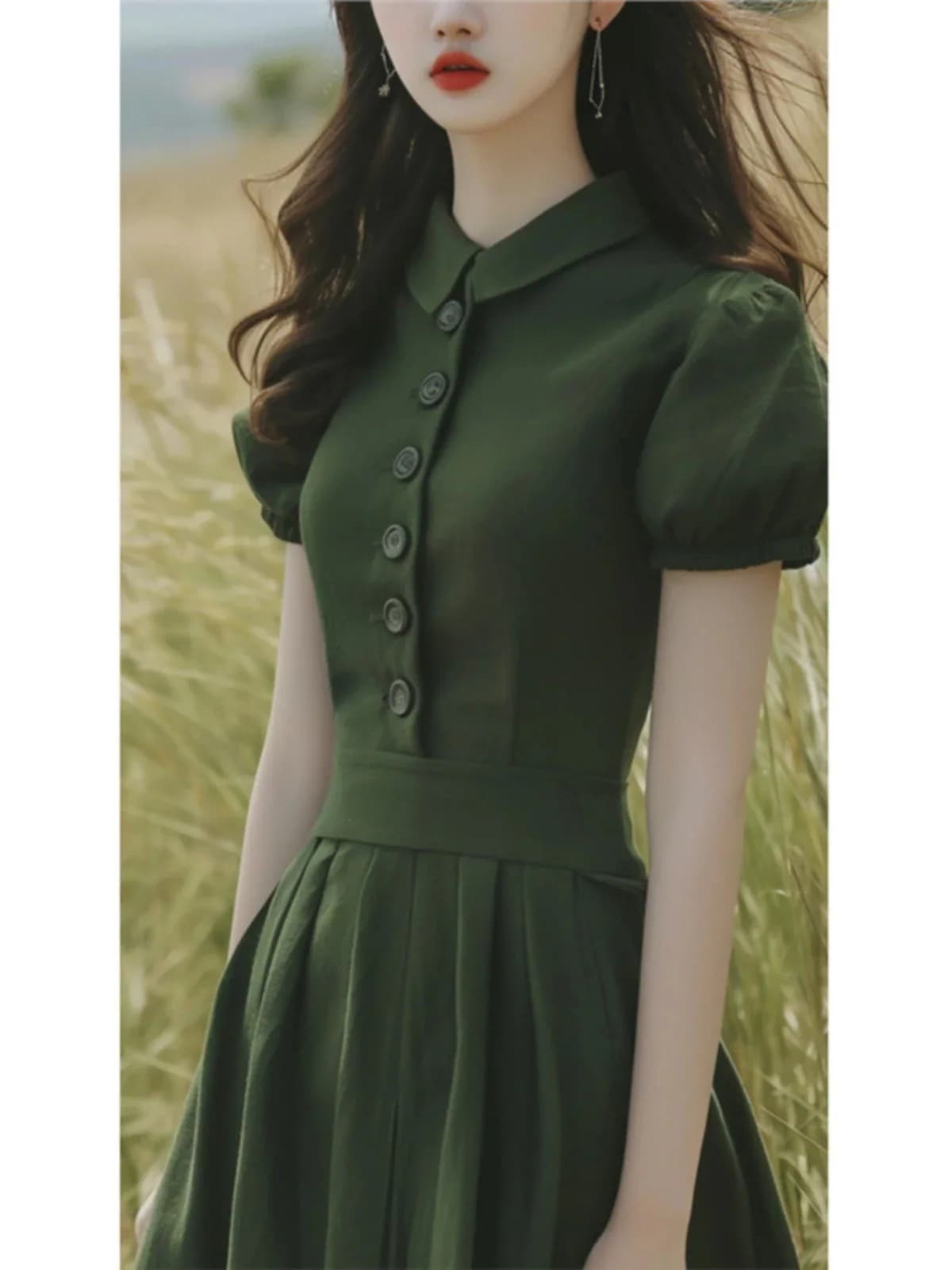 今年はきれいめレトログリーンのシャツワンピで痩せ見え夏ロングスカートが流行 キャミワンピース2024 夏 新作ワンピースドレスシャツワンピ 5,070円