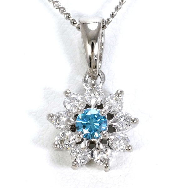 PT900 プラチナ PT850 ネックレス ブルーダイヤ 0.16 ダイヤ 0.37 中古