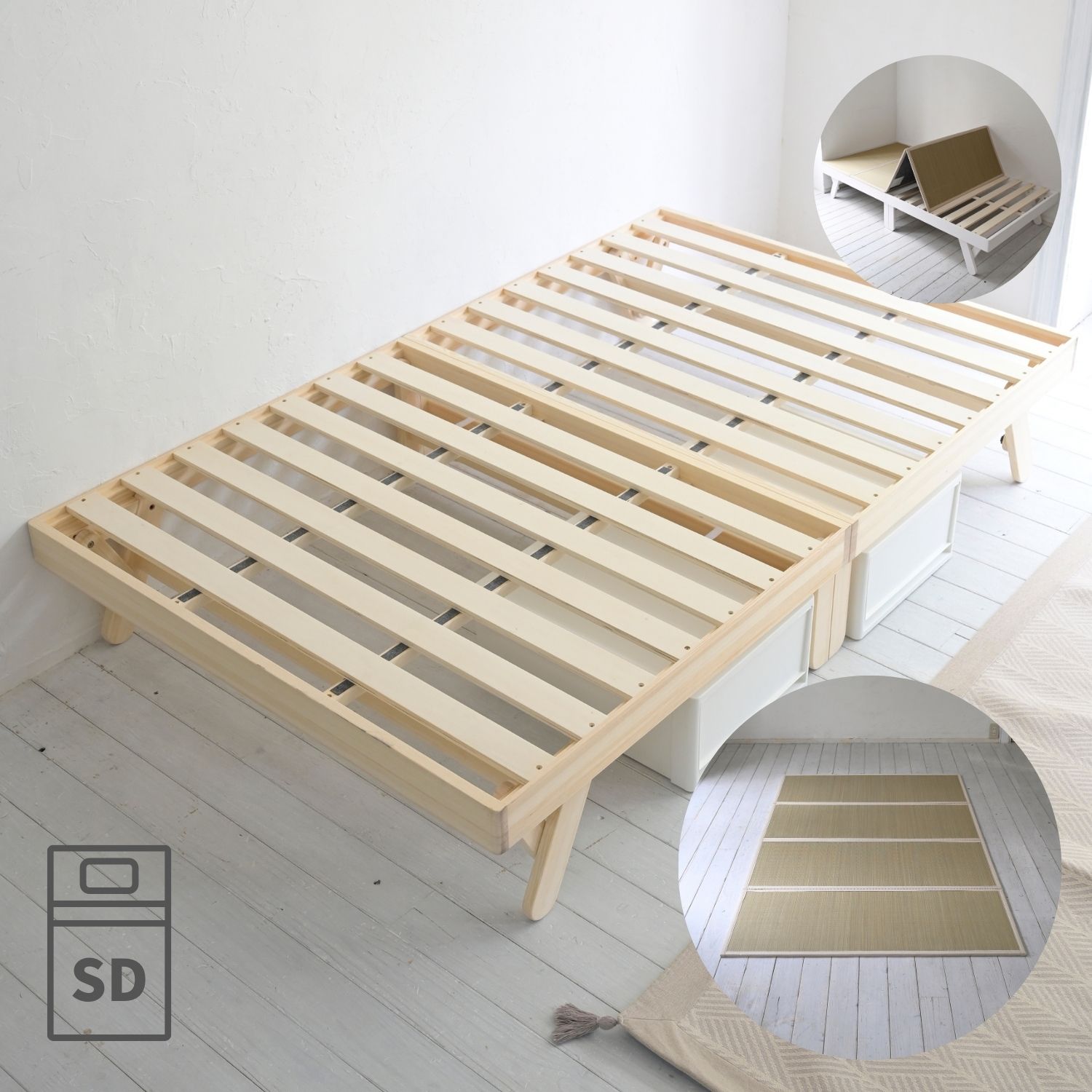 畳ベッド 折りたたみ 折りたたみベッド い草 畳 木製 パタントベッド セミダブル ナチュラル(無塗装) 26,649円