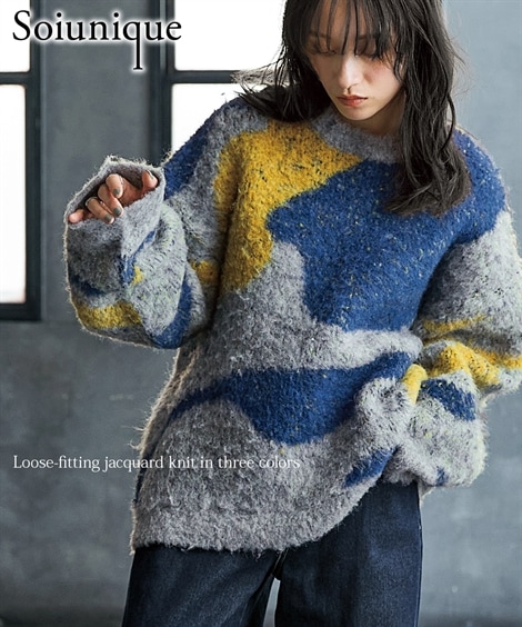ニット 3色使いブークレジャガードニット［Soiunique］