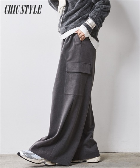 ロングパンツ タックワイドパンツ シックスタイル 大きいサイズ対応