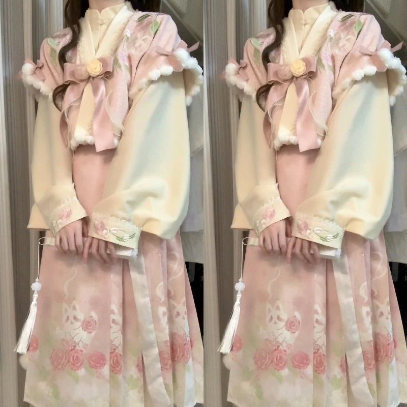 【フルセット】ピンクローズニャンニャン新韓国韓cosエレメンタルジャケット上着ハーフスカートセット