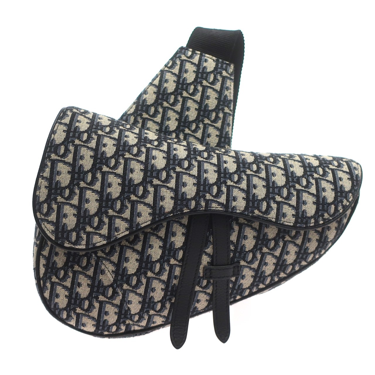 【未使用品】サドルバッグ 1ADPO093YKY_H28E オブリーク ジャカード クロスボディバッグ キャンバス ネイビー メンズ レディース