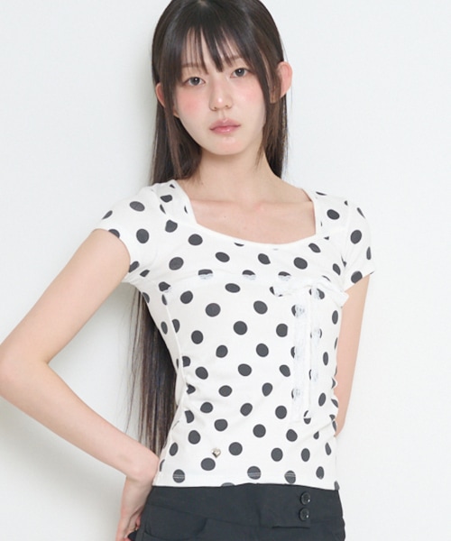 【ILLIGO】 PATTERN POINT TOP DOT WHITE 正規品