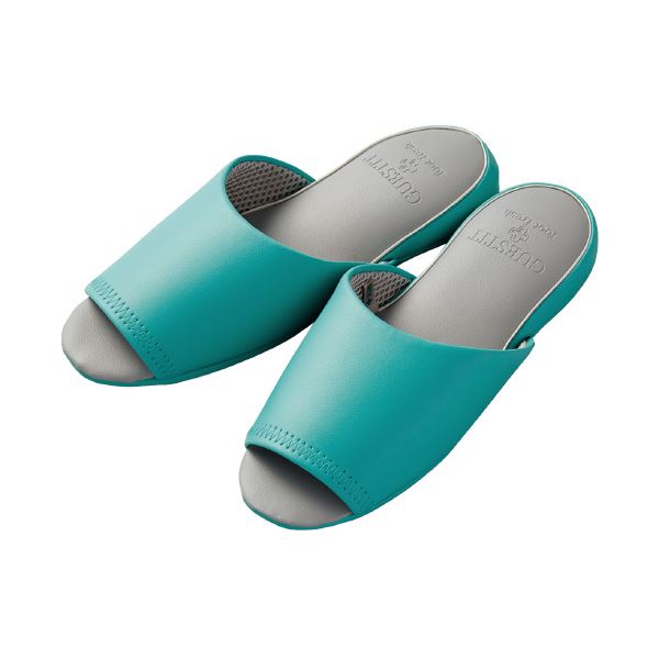 （まとめ）オクムラ GUEST IT 前開きスリッパM ブルー 1足（×10セット）