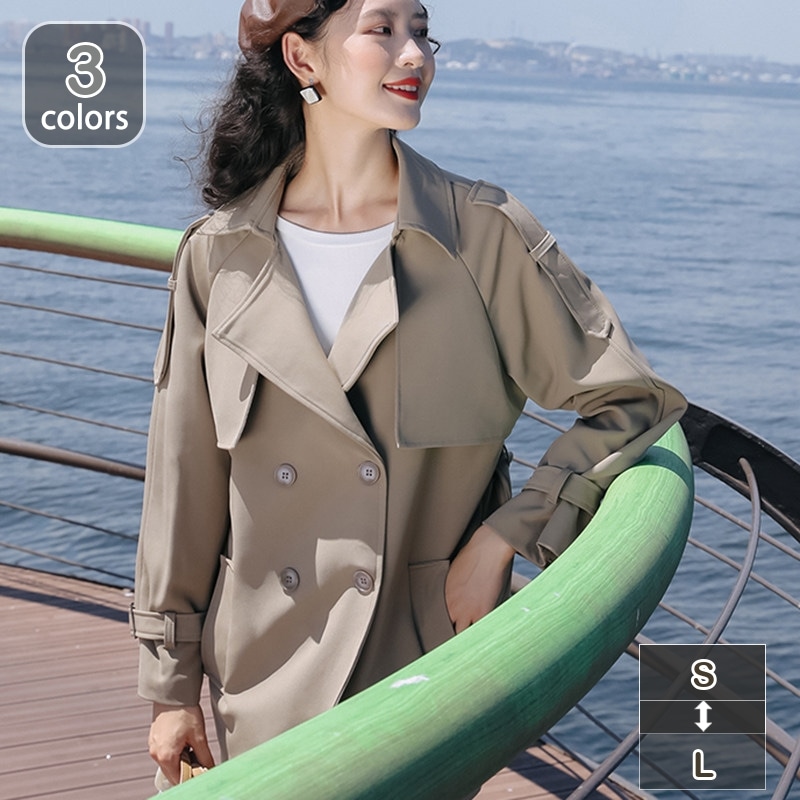 トレンチコート ショート丈 アウター 春秋冬 レディース コート スプリングコート カジュアル おしゃれ フォーマル コート 長袖トレンチコート 通勤コート 無地 シンプル カジュアル おしゃれ おで