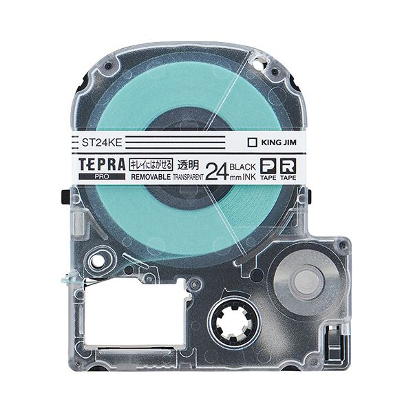 (まとめ) キングジム テプラ PROテープカートリッジ キレイにはがせるラベル 24mm 透明/黒文字 ST24KE 1個 (×10セット)
