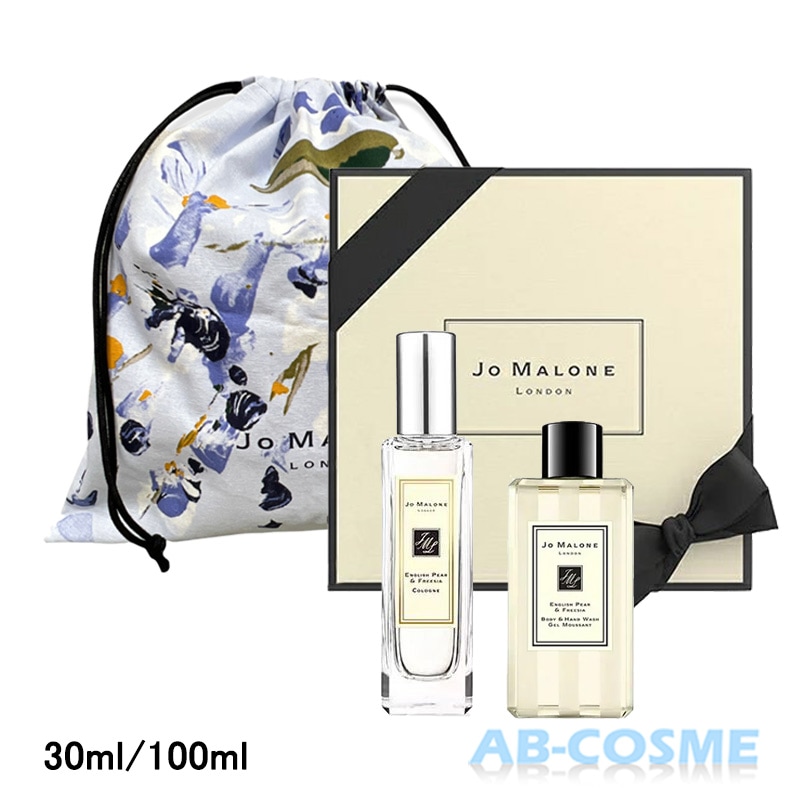 いいスタイル ＆ ペアー イングリッシュ フリージア ロゴ入り巾着ポーチ付き 30ml/100ml コレクション コフレ Jo MALONE  LONDON:イングリッシュ ペアー ＆ フリージア コレクション 30ml/100ml ロゴ入り巾着ポーチ付き - machdientu.org