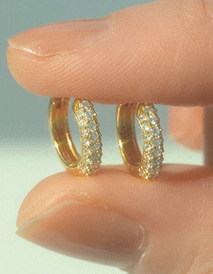 14k post エバン キュービック ワンタッチ リングピアス