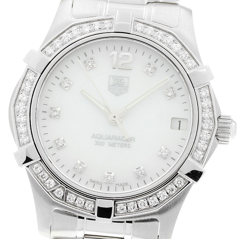 タグホイヤー TAG HEUER WAF1313 アクアレーサー デイト ダイヤベゼル クォーツ レディース 良品 保証書付き_890697【中古】 129,150円