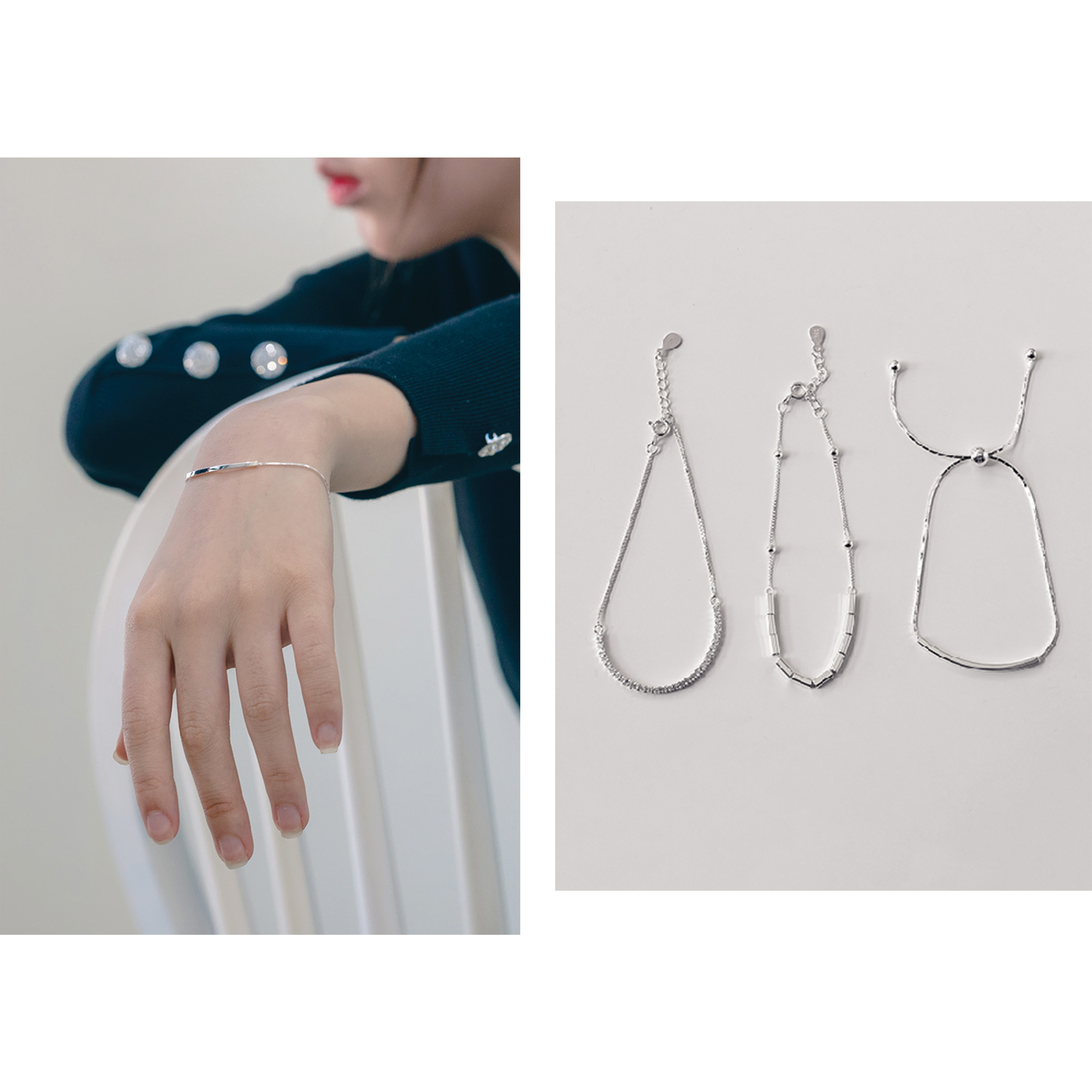 [925silver] ラポブシルバーブレスレット/人気ジュエリー 韓国女性アクセサリー 韓国ファッションスタイル 4,641円