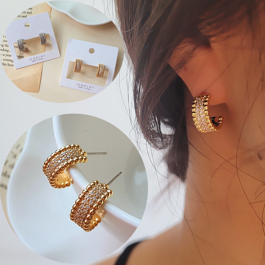 HOT ITEM 素晴らしい価格 15K Gold Luxury Size1.3cm Cubic Earrings