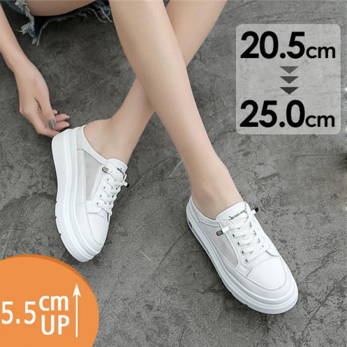 人気爆発スニーカー サンダル レディース かかとない厚底スニーカー 通気性 レース 透け感 メッシュ シースルー つっかけ フラット かかとなし 小さいサイズ ホワイト 普段履き サボサンダル スニー
