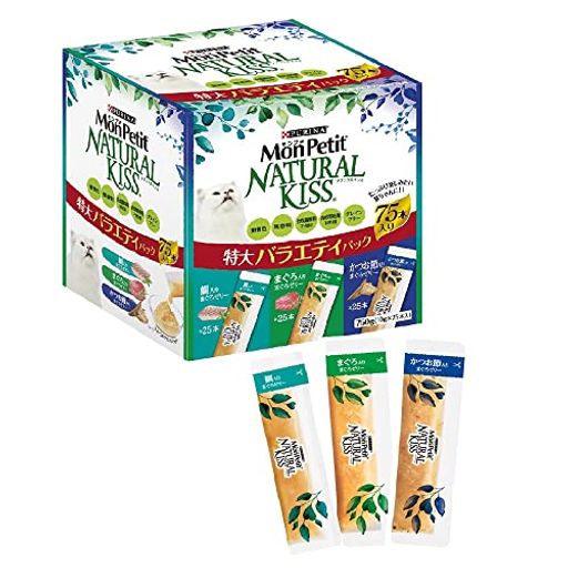 モンプチ ナチュラルキッス 猫用おやつ 特大バラエティパック 75本入り【AMAZON.CO.JP限定】