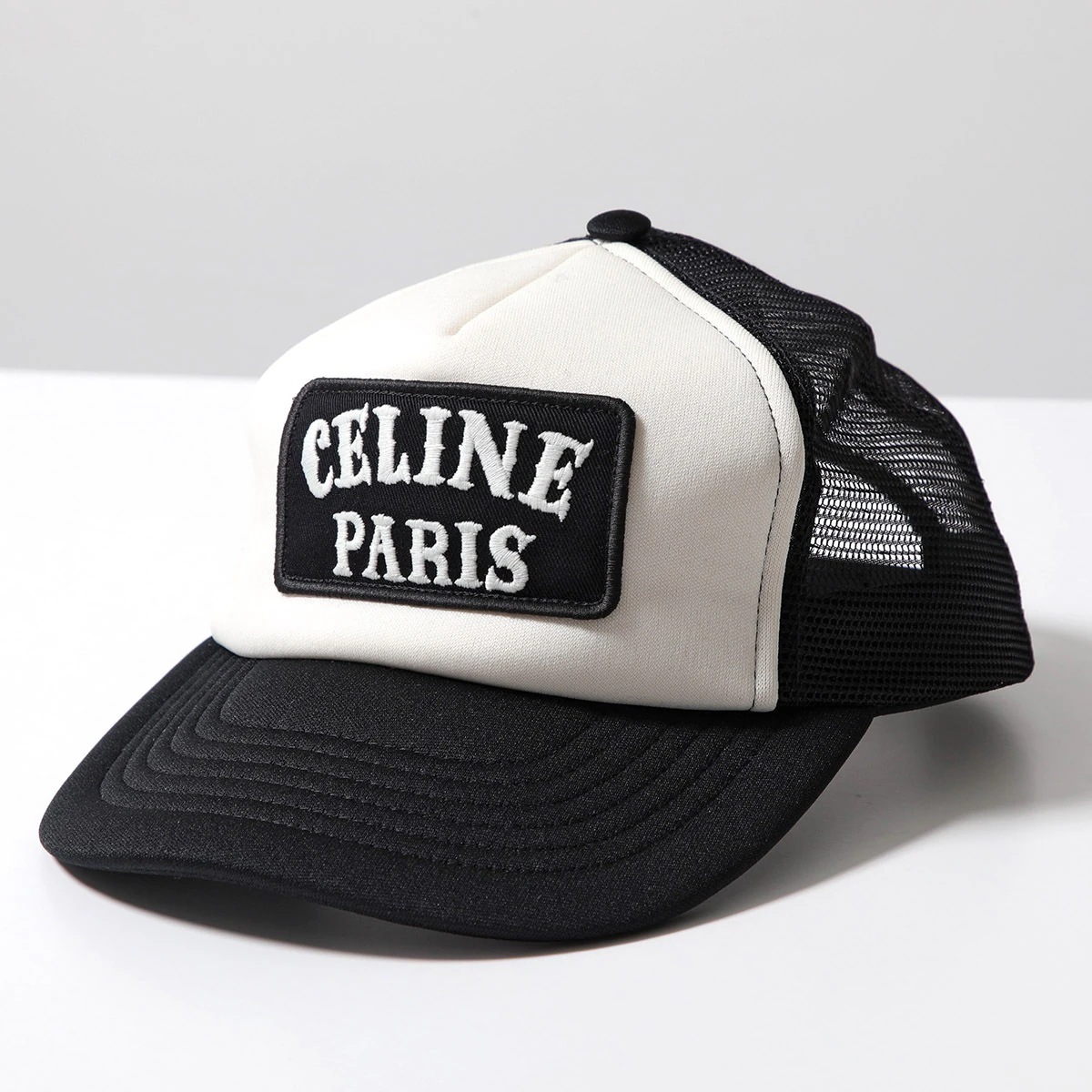 CELINE セリーヌ ベースボールキャップ AA064703W.38OW メンズ トラッカーキャップ フォーム ロゴパッチ メッシュ コットン 帽子 ブラック