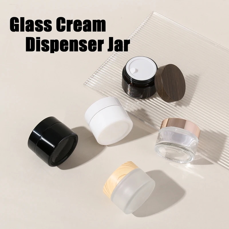 ラウンド化粧品フロストガラスクリームジャーサンプルジャーインナーライナーローションアイシャドウ1オンス30ml6個に適しています