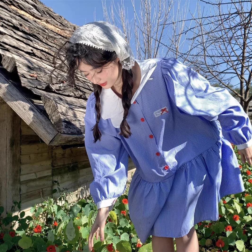 3日出荷 ワンピース夏 新作 韓国系 若見え カラーブロック ベビーカラー ストライプ ゆったり 長袖 春服 レディース