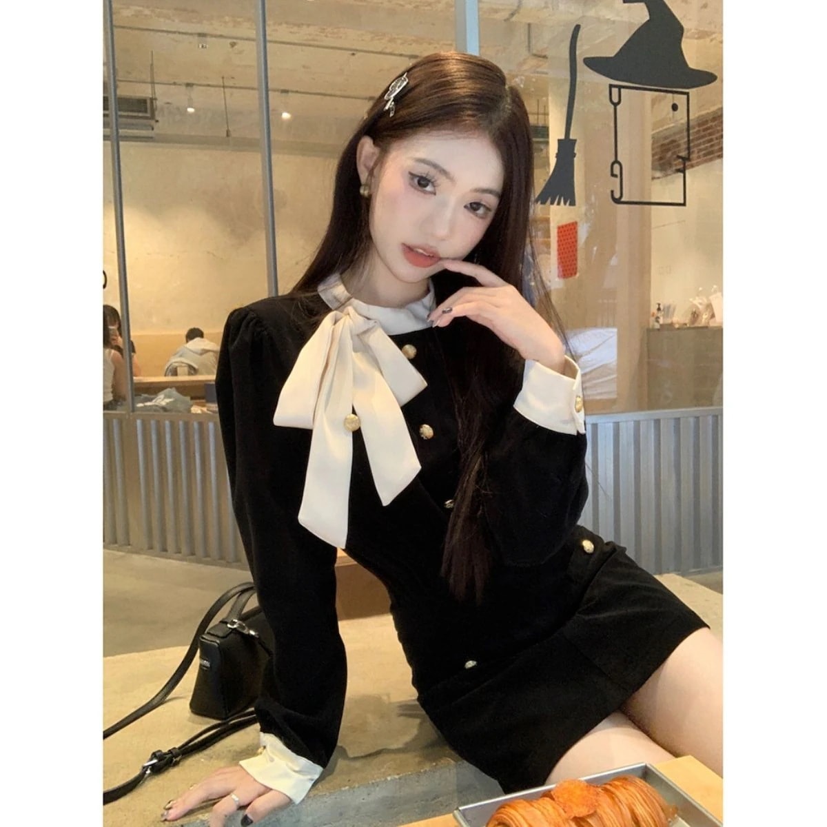 【送料無料】秋冬 デザイン レディース おしゃれ 上下2点セット エレガントトップス+タイト ハイウエスト ミニスカート