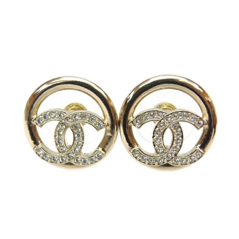 シャネル CHANEL ピアス ココマーク CCサークル A22 ゴールド 【中古】(62081)