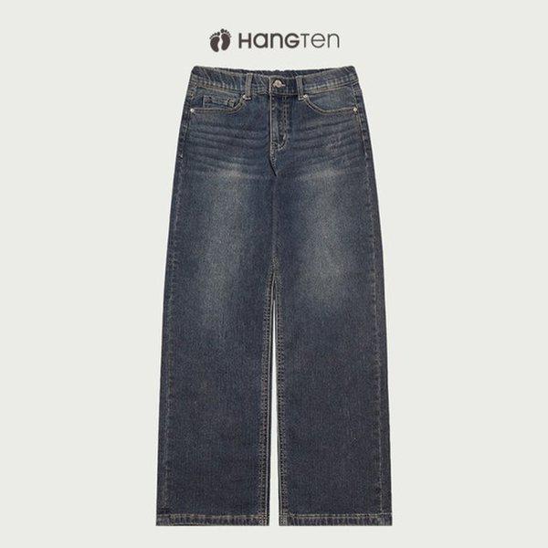 女性用ヒドゥンバンディングバックブラッシュストレートデニムパンツ10540-155-802-10A-SH