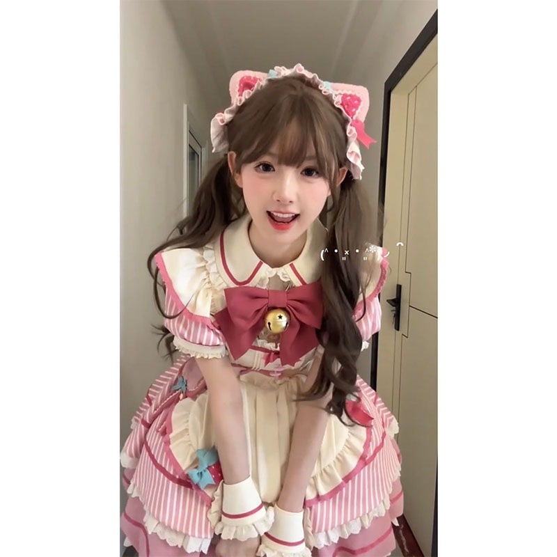ピンクバドスカートロリータopチャンチンロープリンセスドレス