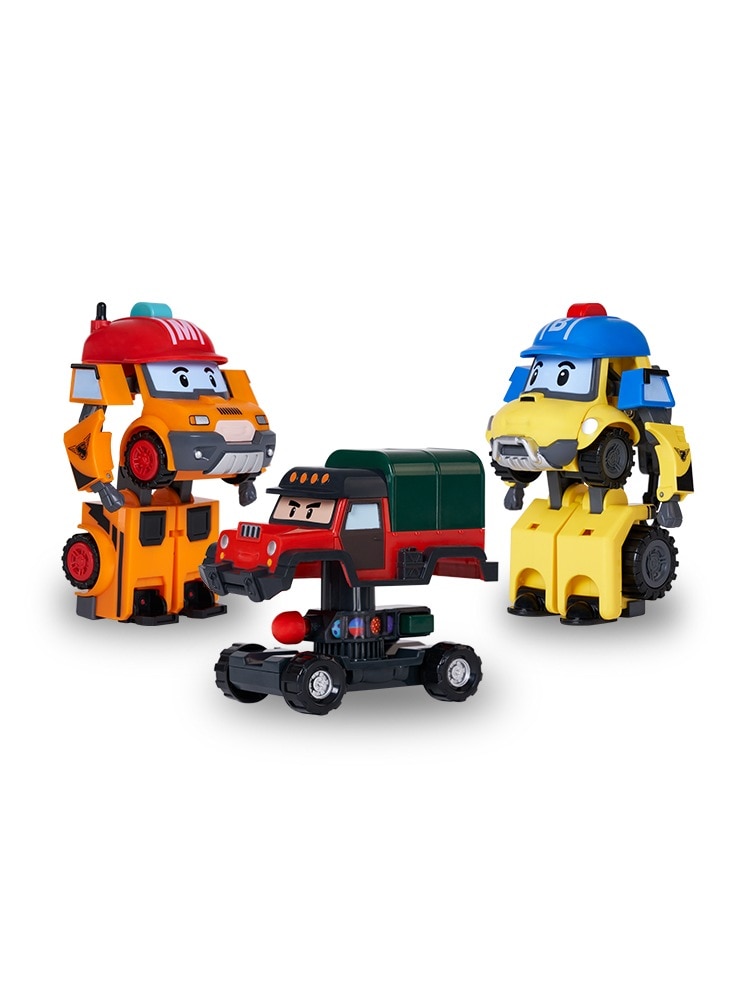 ロボカポリ変身ロボット4インチ山岳救助隊友達3種パック（4インチマークバッキーポーチャ）