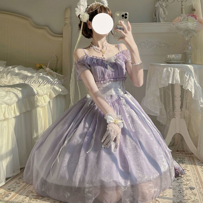 ロリータフラワーウェディングロリータムーンライトホワイトティーロリータスイートフェアリースカート