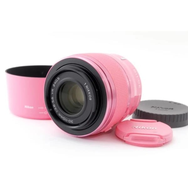 【中古】ニコン Nikon 1 NIKKOR 30-110mm f/3.8-5.6 VR ピンク 美品 レンズフード付き Nikon1マウント 望遠 ズーム 交換レンズ
