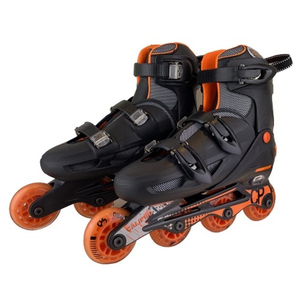 インラインスケート/ローラースケート [オレンジ] 2427cm 4段階サイズ調整可能