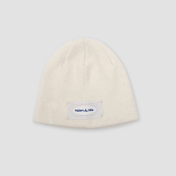 LACE LABEL ANGORA BEANIE IVORY