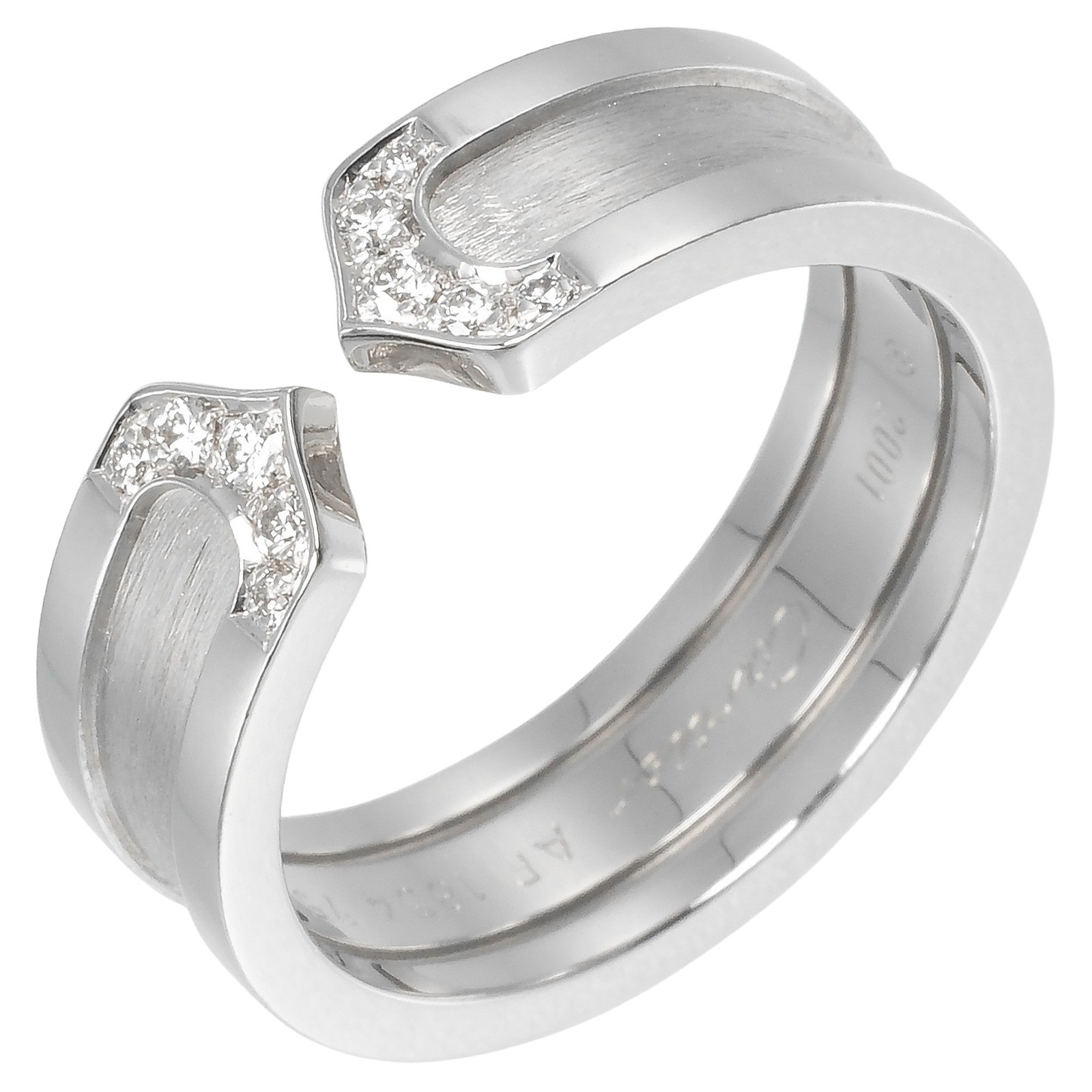 2C リング・指輪 K18ホワイトゴールド ダイヤモンド 16号 約8.5g レディース 中古品 Aランク