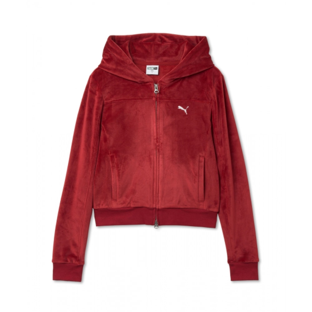 PUMA レディースピアスウィンターパーカージップアップ-レッド/ 940931-02