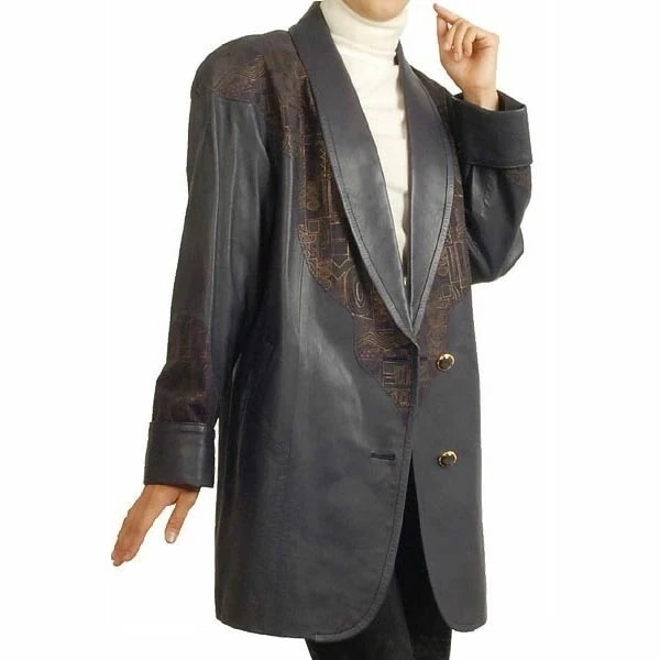 残り在庫1点ラム & プリントラム ハーフコート ギフト (No.2270-211r)