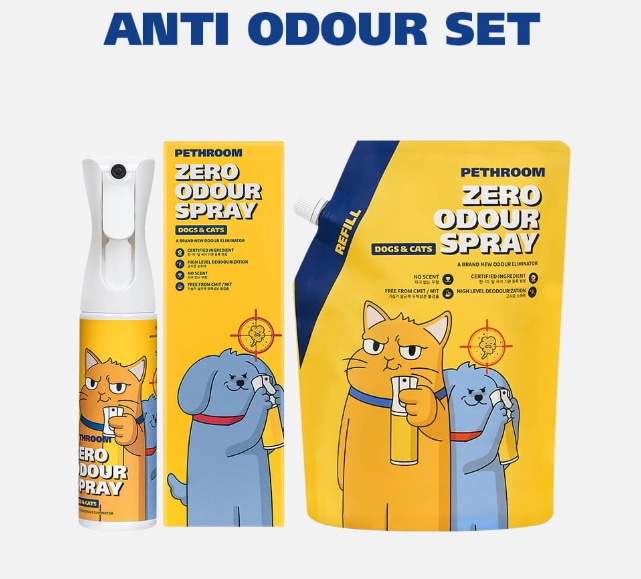 Pet ZERO 無臭スプレー 300ml +REFILL 1000ml /さっぱりとした無香料認証済みの消臭力99.9%！