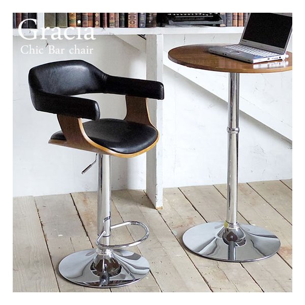 バーチェア Gracia（グラシア） ハイスツール/カウンタースツール/BK KNC-J1080 BK