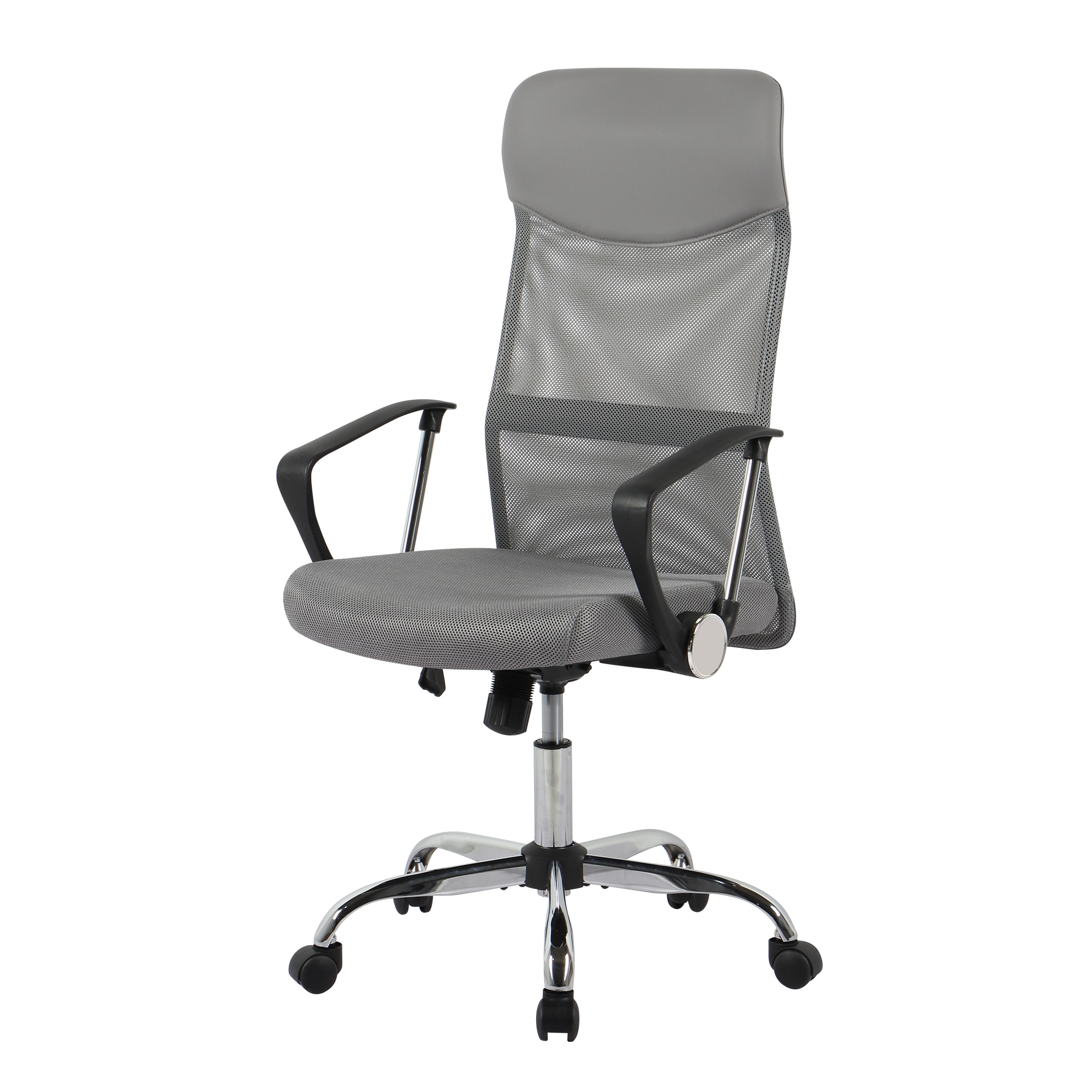 566【2脚セット】【ライトグレー】オフィスチェア メッシュ+PU ハイバック　大人気