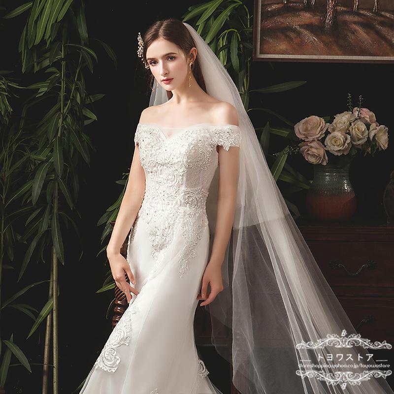 ウエディングドレスマーメイドラインウエディングドレス白マーメイドドレスウエディング安いウエディングドレス韓国結婚式花嫁二次会前撮り