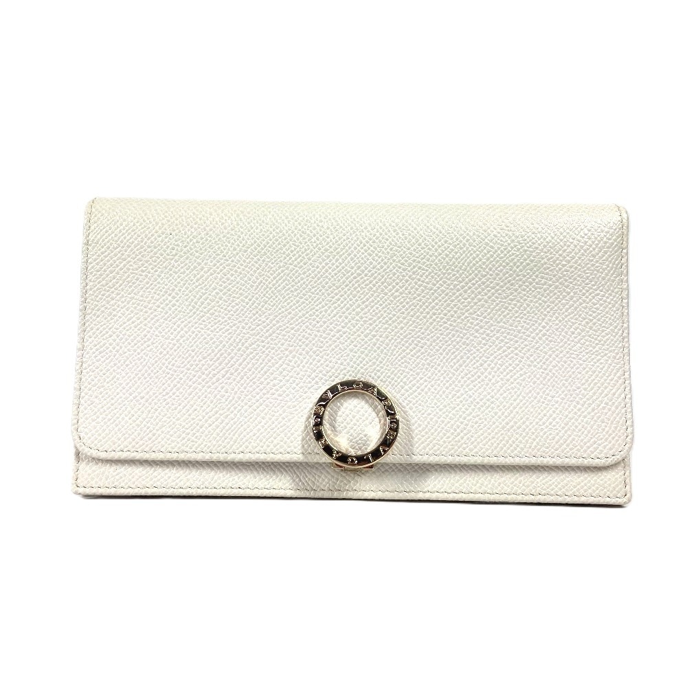 長財布 ブルガリブルガリ ロゴクリップ ロングウォレット 2つ折り レザー ホワイト