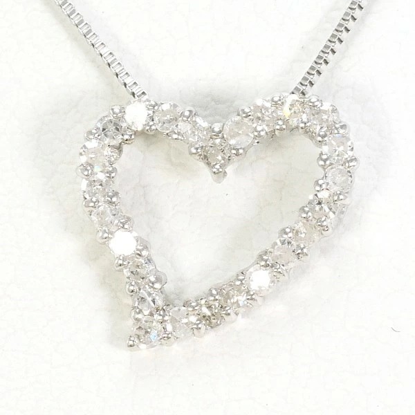 K18 18金 WG ホワイトゴールド ネックレス ダイヤ 0.2 約40cm ジュエリー 中古