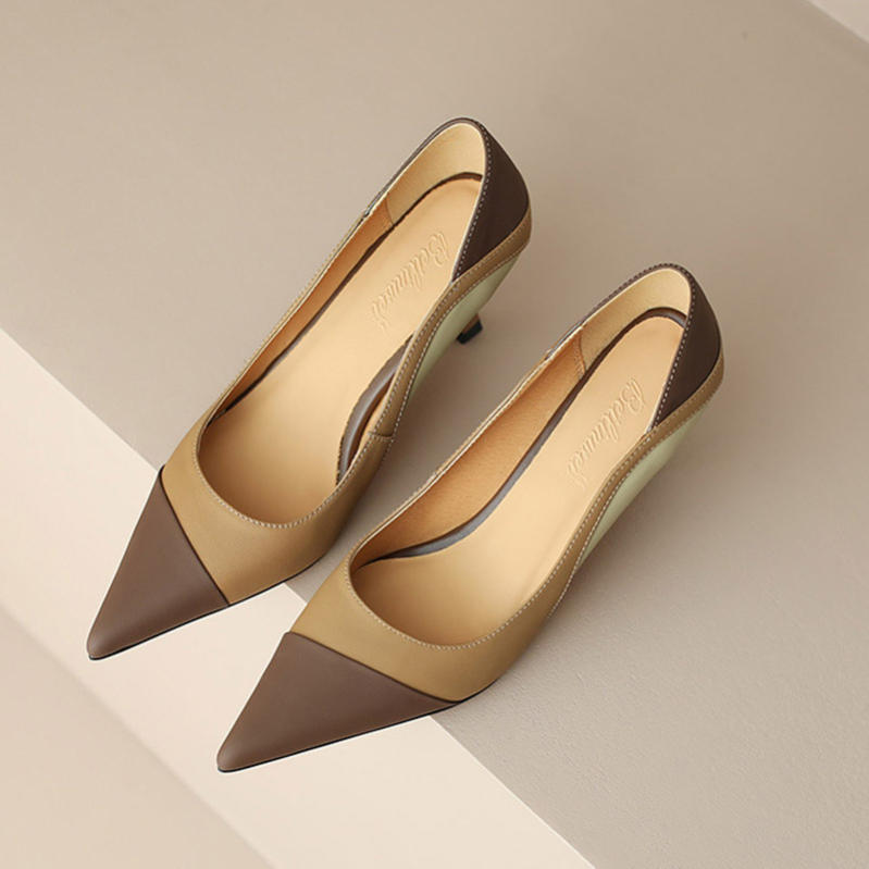 777円OFFクーポン レディース パンプス 牛革 バイカラー ハイヒールパンプス ポインテッドトゥ シューズ ピンヒール 美脚 靴 レザー 本革 冠婚葬祭 ビジネス オフィス フォーマル 通勤 カジ