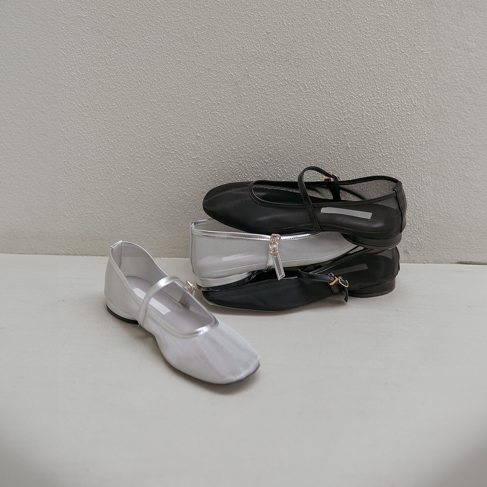 オールメッシュメリージェーンフラットシューズ