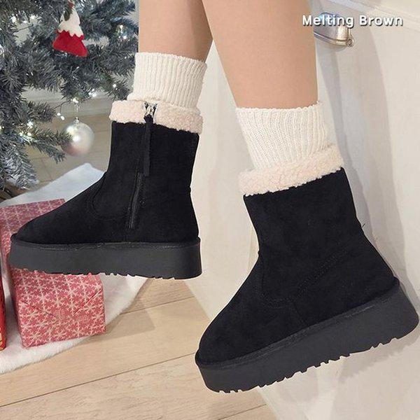 女性アンクルブーツ スエード ファーブーツ SS50
