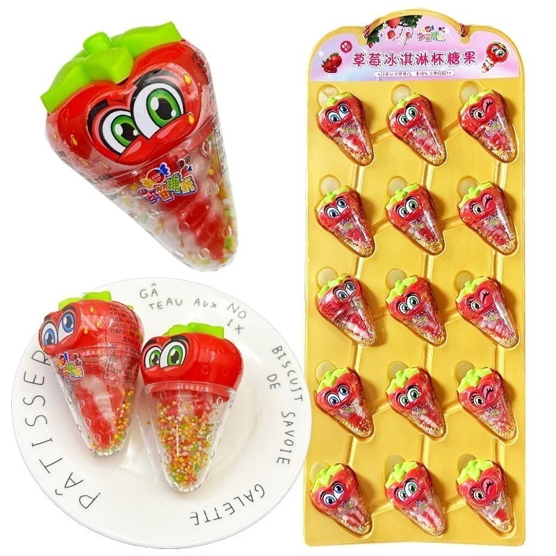 子供のかわいいイチゴの形のネジキャンディースレッドロリポップは子供のスナックのためにミニカラーグラニュールに浸した 誕生日プレゼント 子供の贈り物 誕生日プレゼント 子供の贈り物