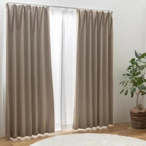 ユニベール 遮光性カーテン キャナル 幅100×丈178cm 2枚入 ベージュ