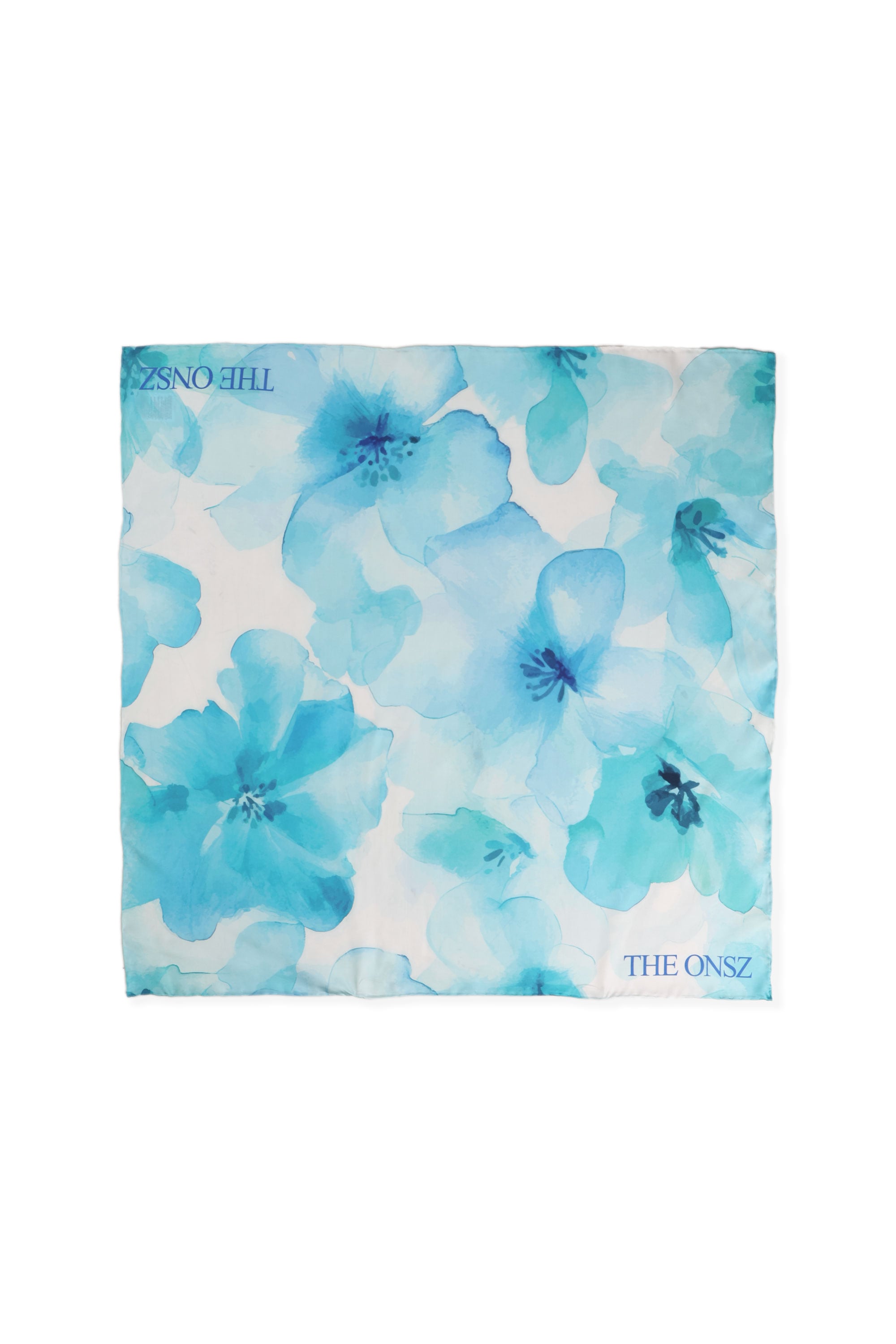 SILK AQUA FLORAL SCARF