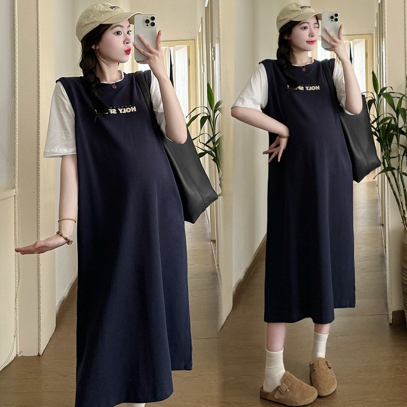 マタニティワンピース 夏 着痩せ おしゃれ 大きいサイズ Tシャツ スウェット ワンピース 2024年新作 マタニティウェア 夏 Aラインスカート 夏