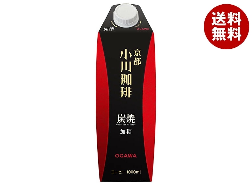 小川珈琲 小川珈琲店 炭焼珈琲 加糖 1000ml紙パック×12(6×2)本入×(2ケース)