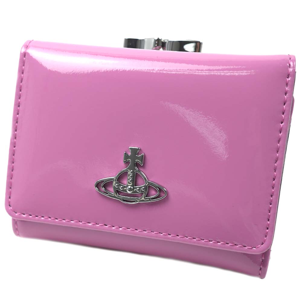 ヴィヴィアンウエストウッド 財布 三つ折り財布 がま口 ピンク Vivienne Westwood SHINY PATENT PINK 51010018L001OG406 51010018-L001O