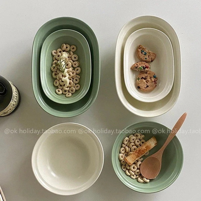 【1つ買うと1つ無料】【メガ割】福袋 Insスタイル 和風 シンプル モランディカラー オーバルフロストボウル スープボウル スープ皿 朝食カップ サラダヨーグルトボウル858